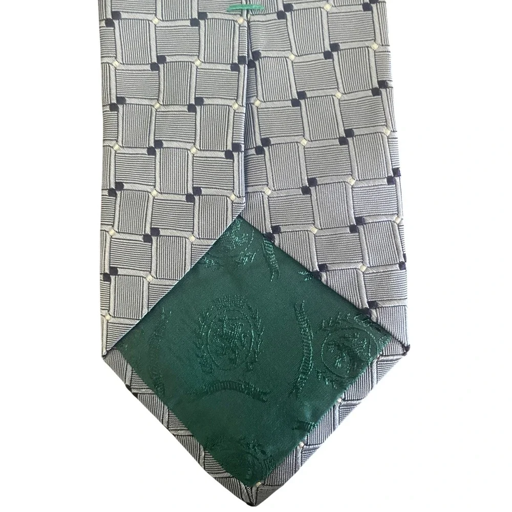 Tommy Hilfiger Mens Silk Necktie Blue Geometric‎ Basketweave Woven Made in USA